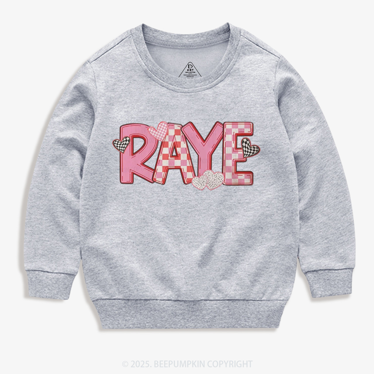 Personalized Heart Check Name Valentine's Day Kid's Sweatshirt