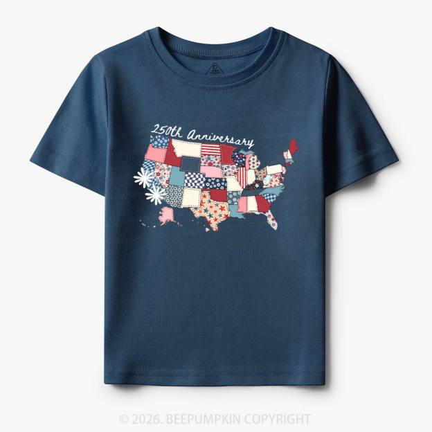 US 250 Years Patriotic Patchwork Toddler&Kid's Tees