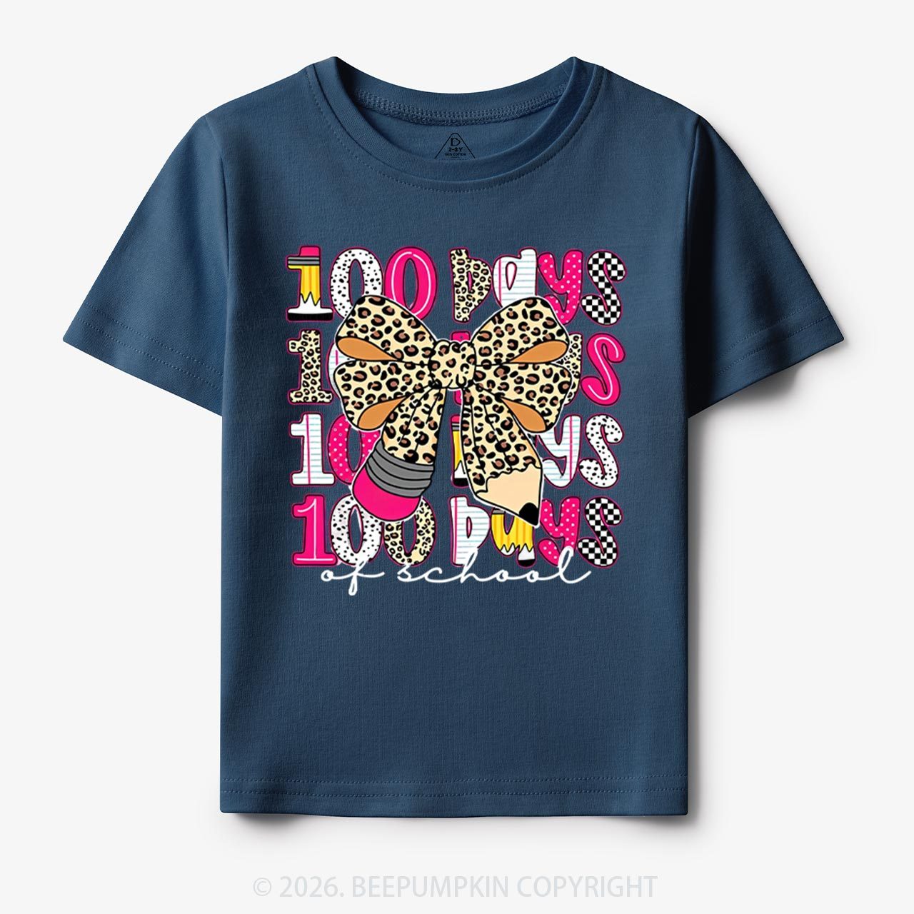 Leopard Love 100 Days Of  School Edition Toddler&Kid's Tees Beepumpkin