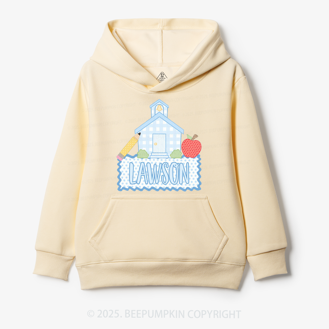 Personalized Blue Schoolhouse Kid's Hoodies Beepumpkin
