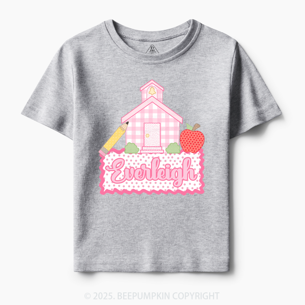 Personalized Pink Schoolhouse Toddler&Kid's Tees Beepumpkin