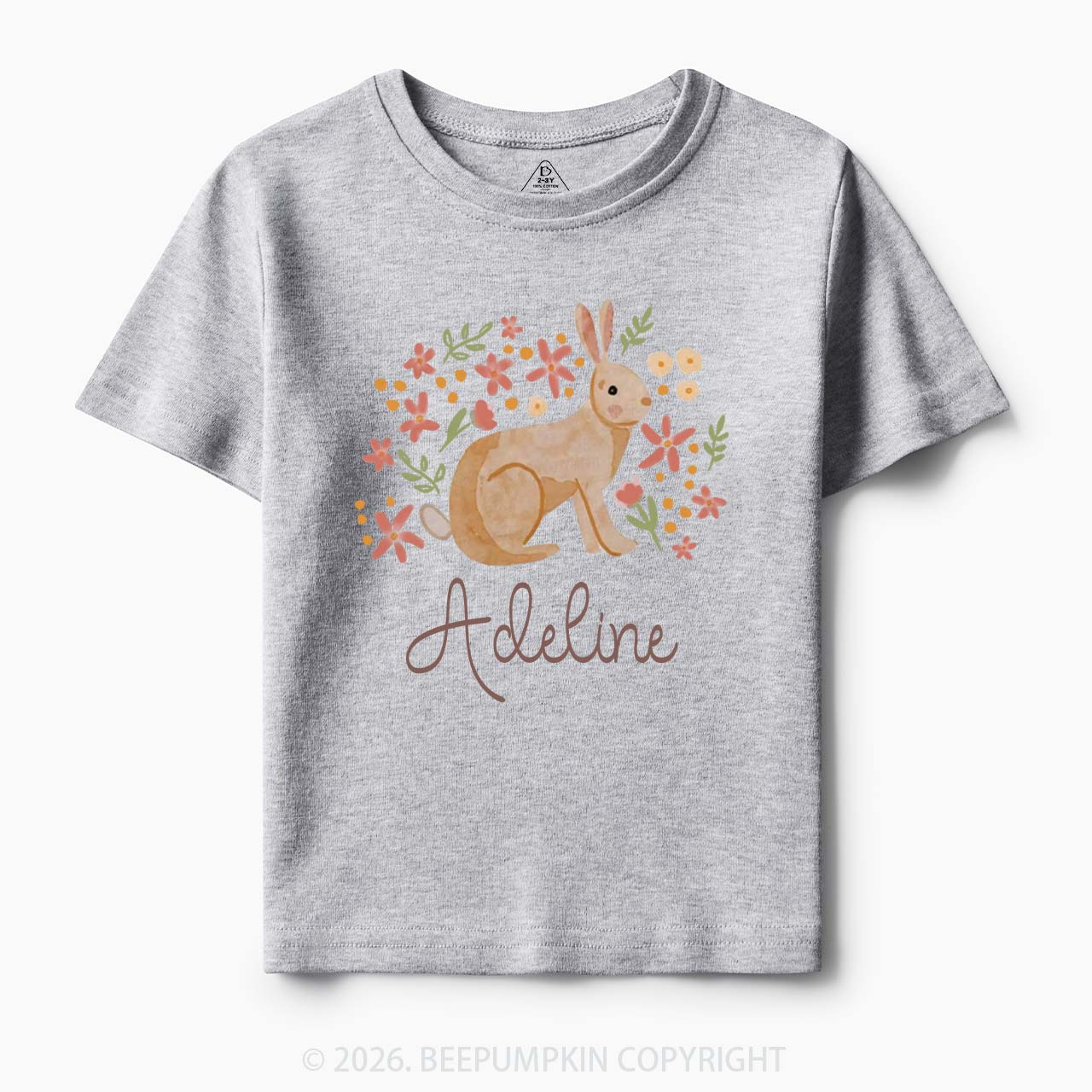 Personalized Watercolor Bunny Blooms Toddler&Kid's Tees