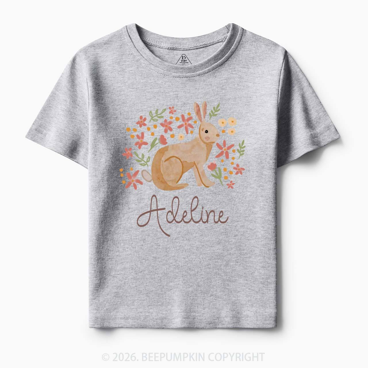 Personalized Watercolor Bunny Blooms Toddler&Kid's Tees