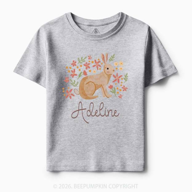Personalized Watercolor Bunny Blooms Toddler&Kid's Tees