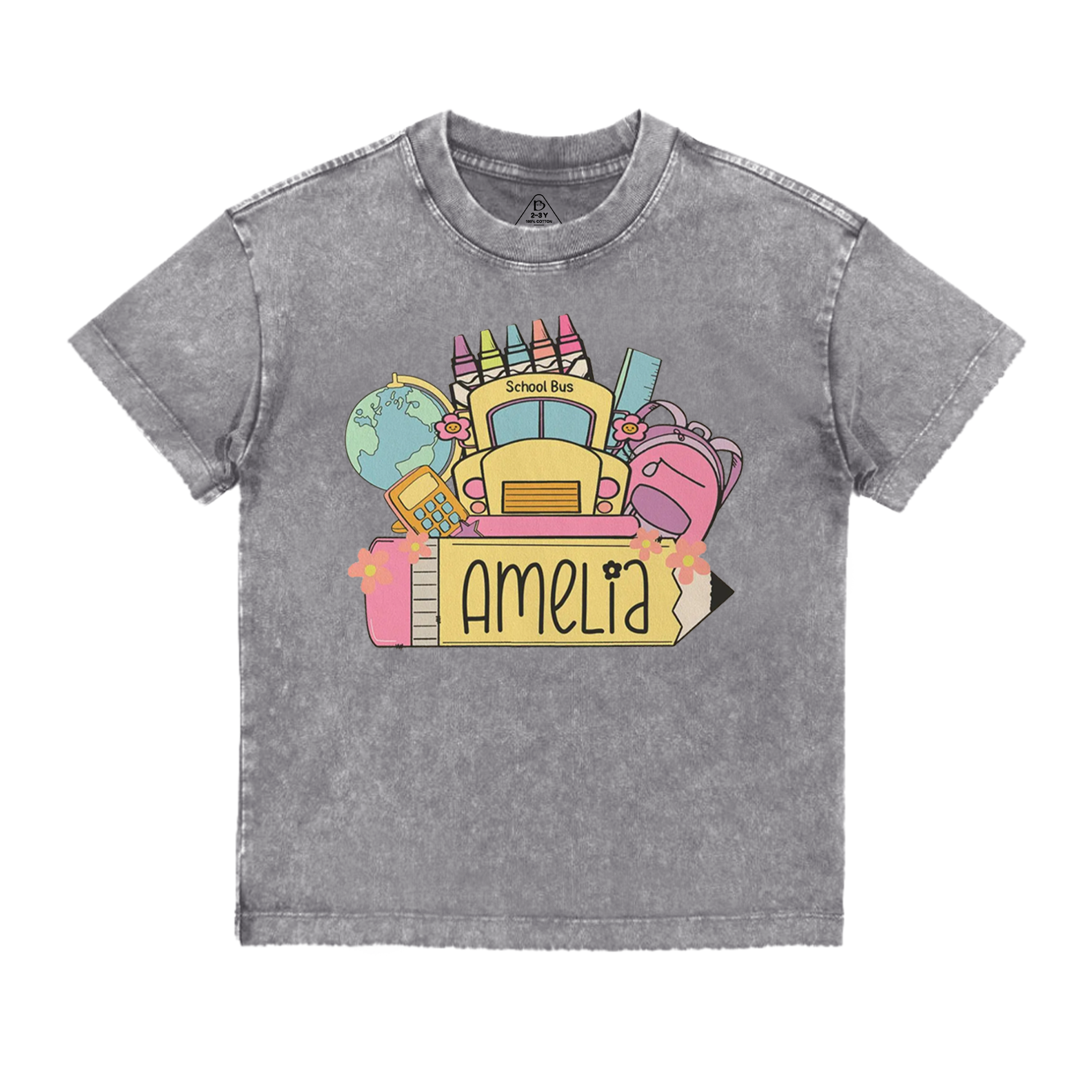 Personalized Back To School Girls Name Toddler&Kids Washed Tees