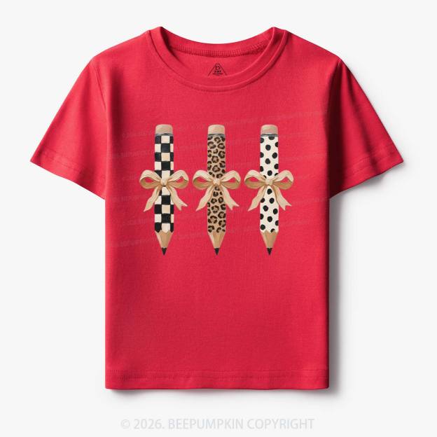 Brushstroke Pencil Bow Preppy Toddler&Kid's Tees
