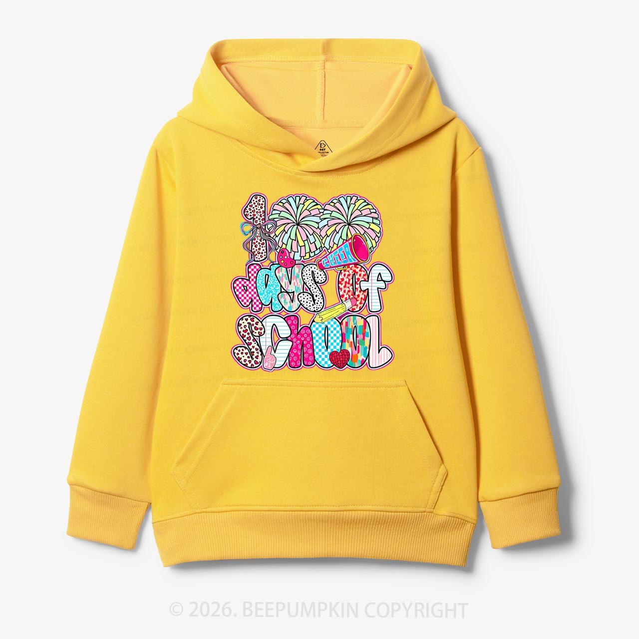 Cheer For 100 Days Pom Pom School Spirit Toddler&Kid's Hoodies