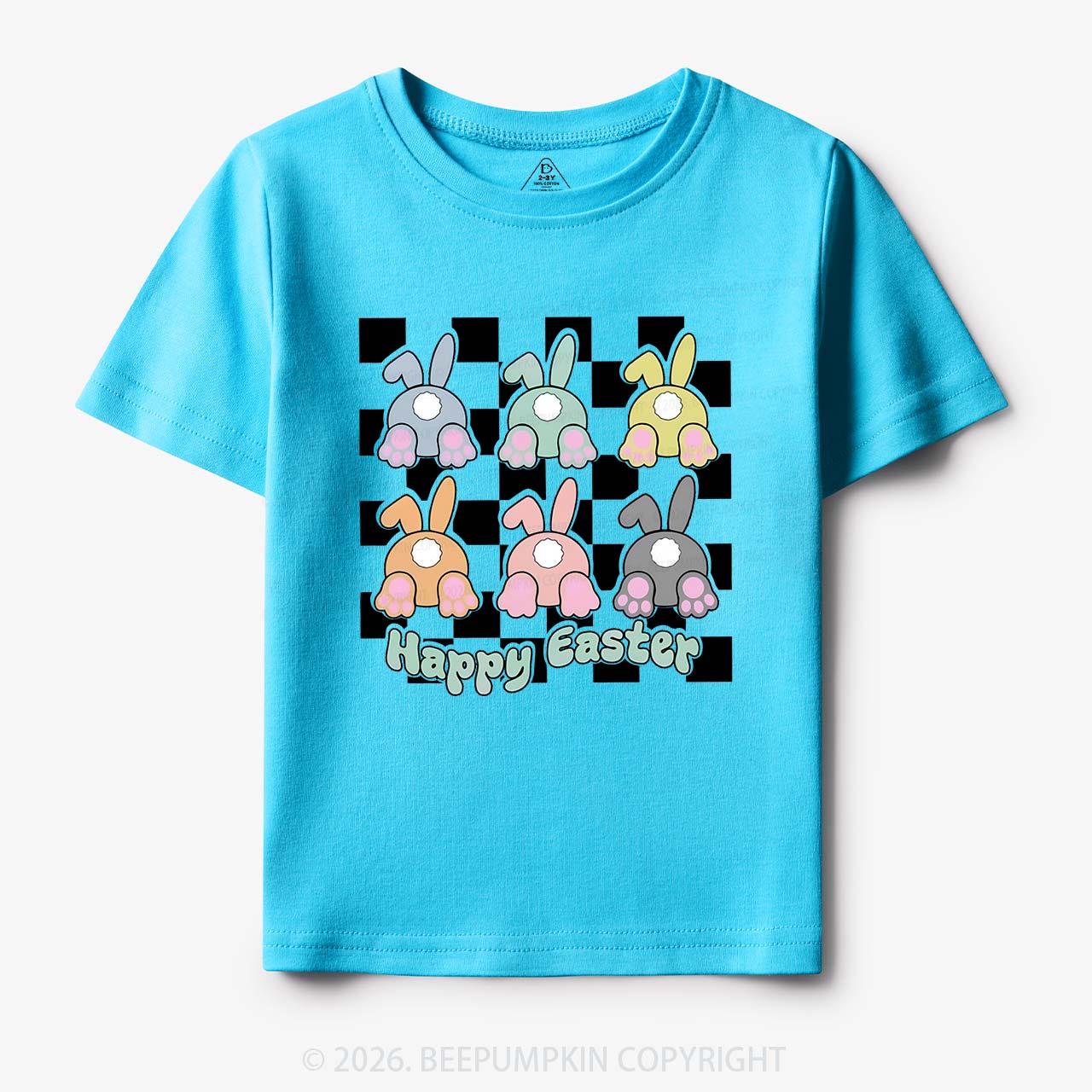 Happy Easter Bunnies Checkered Toddler&Kid's Tees