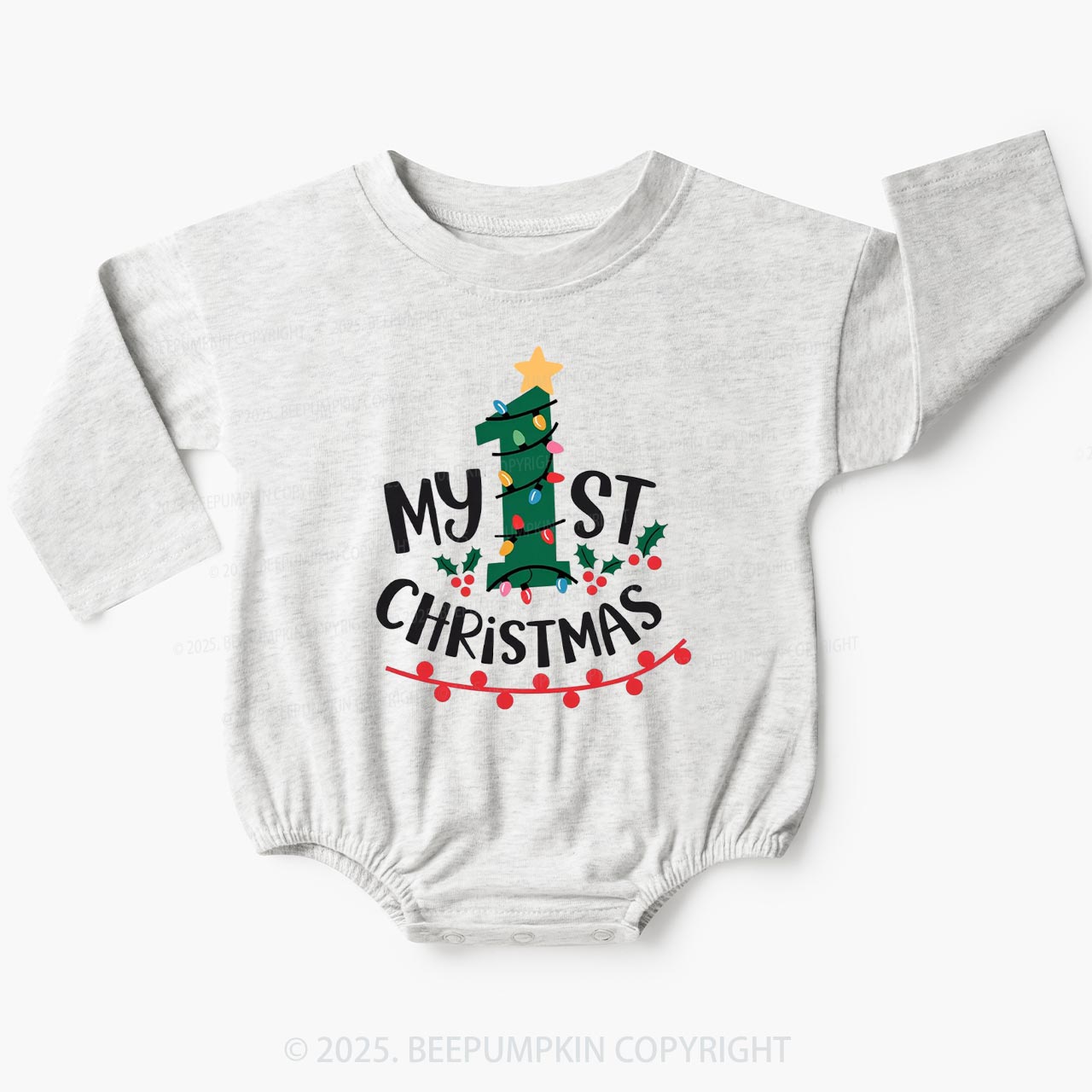 Holly Jolly 1st Christmas Baby Bubble Romper Beepumpkin