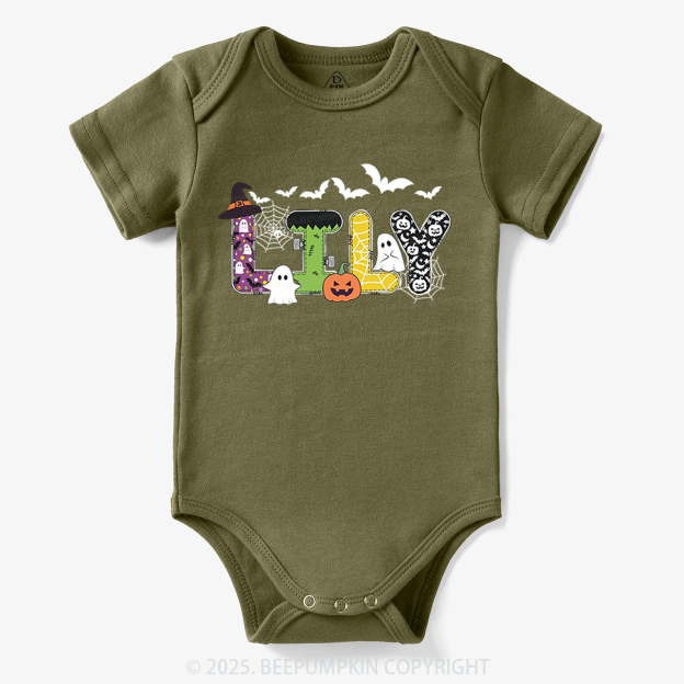 Personalized Halloween Name Bodysuit Beepumpkin