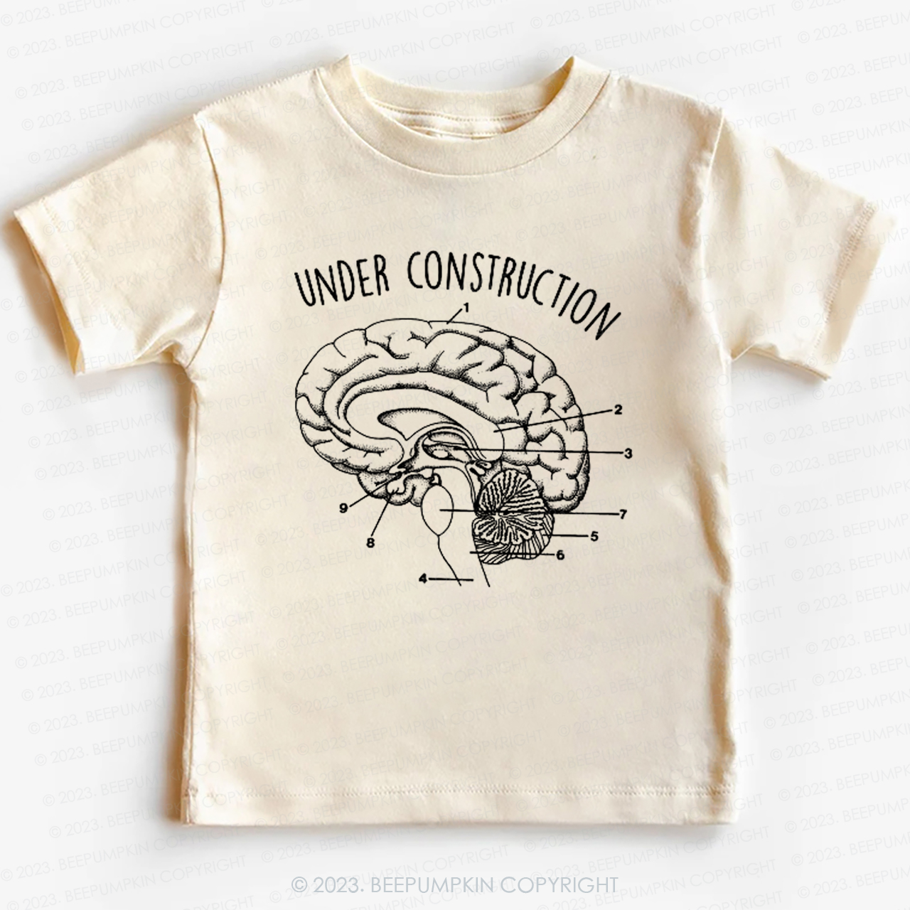 Under Construction Brain Diagram Kids Shirt