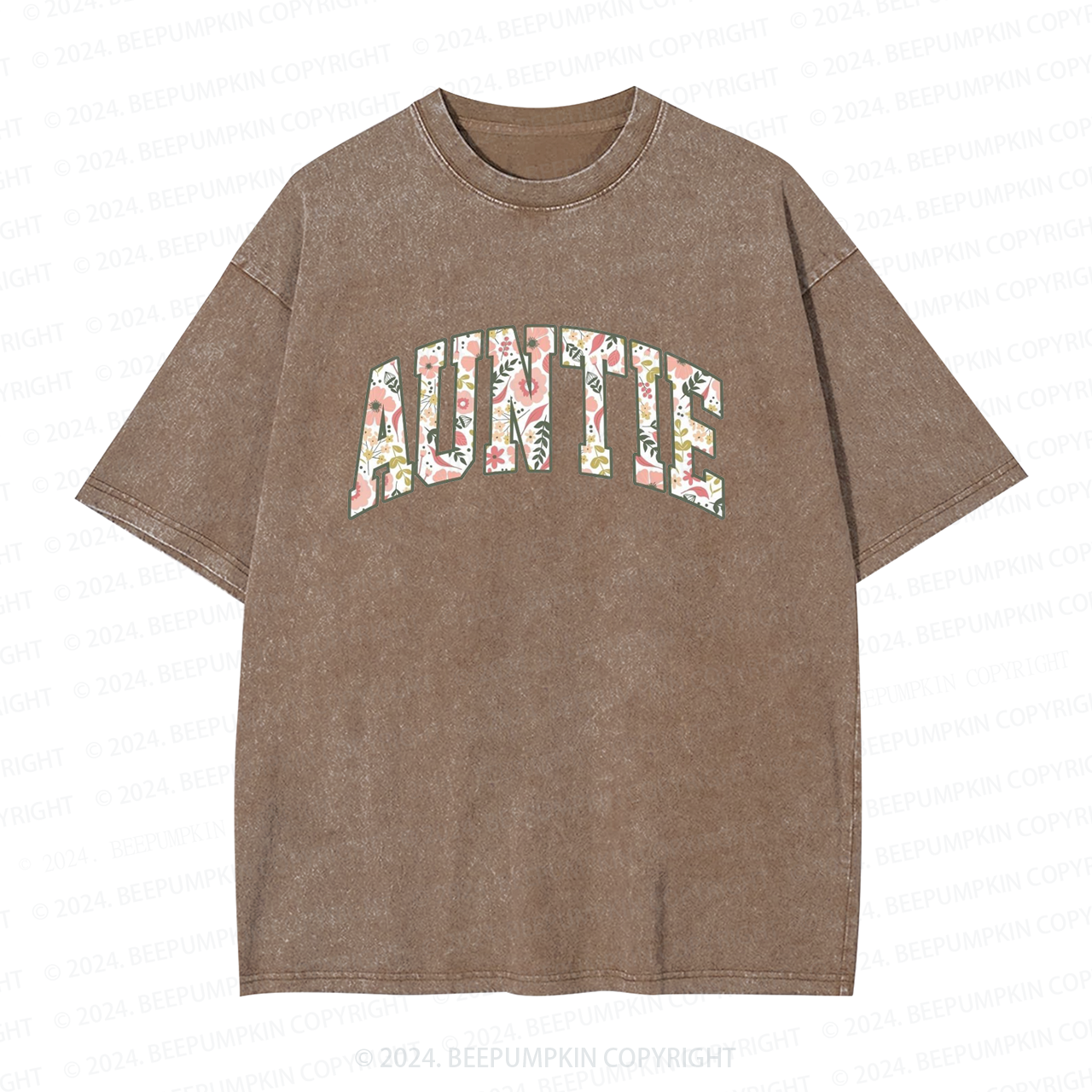 Floral Auntie Aunt Washed Tees