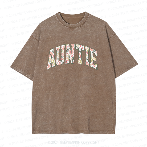 Floral Auntie Aunt Washed Tees