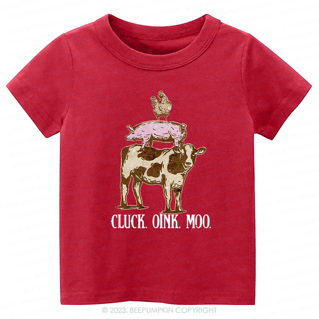 Cluck Oink Moo Retro Farm -Toddler Tees