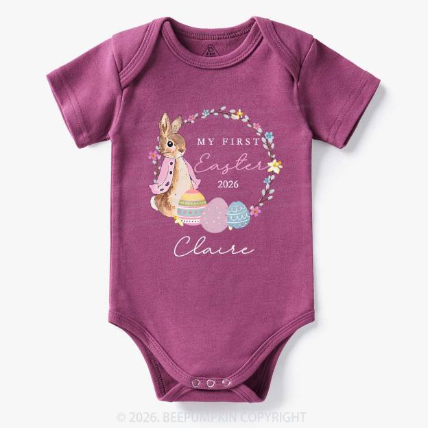 Personalized Spring Bunny Bloom First Easter Baby Bodysuit
