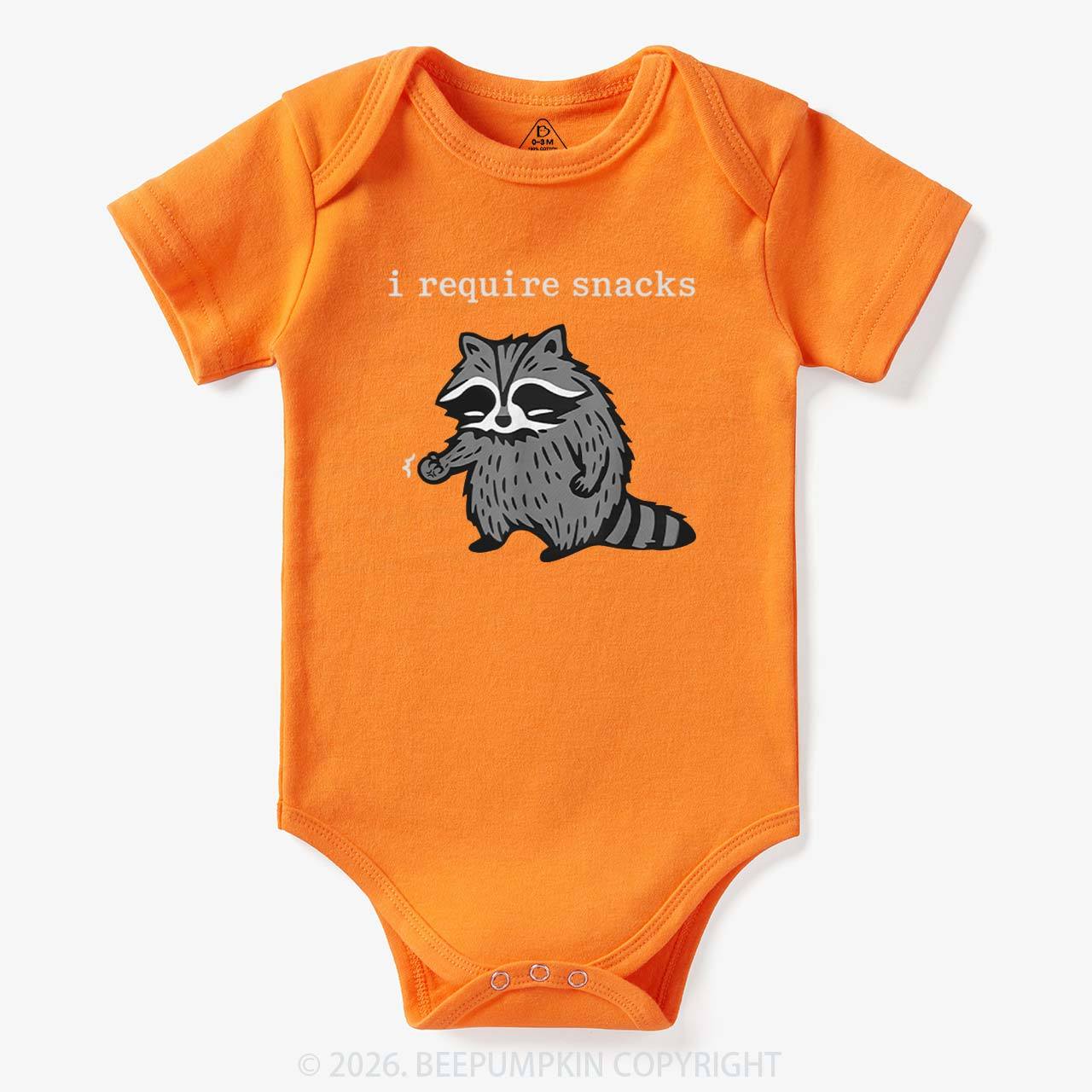 I Require Snacks Raccoon Bodysuit
