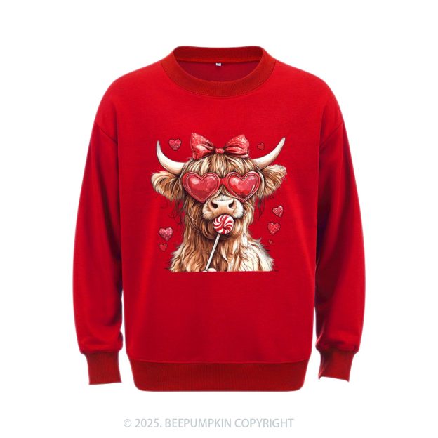 Highland Cow Valentine's Day Aldult Sweatshirt