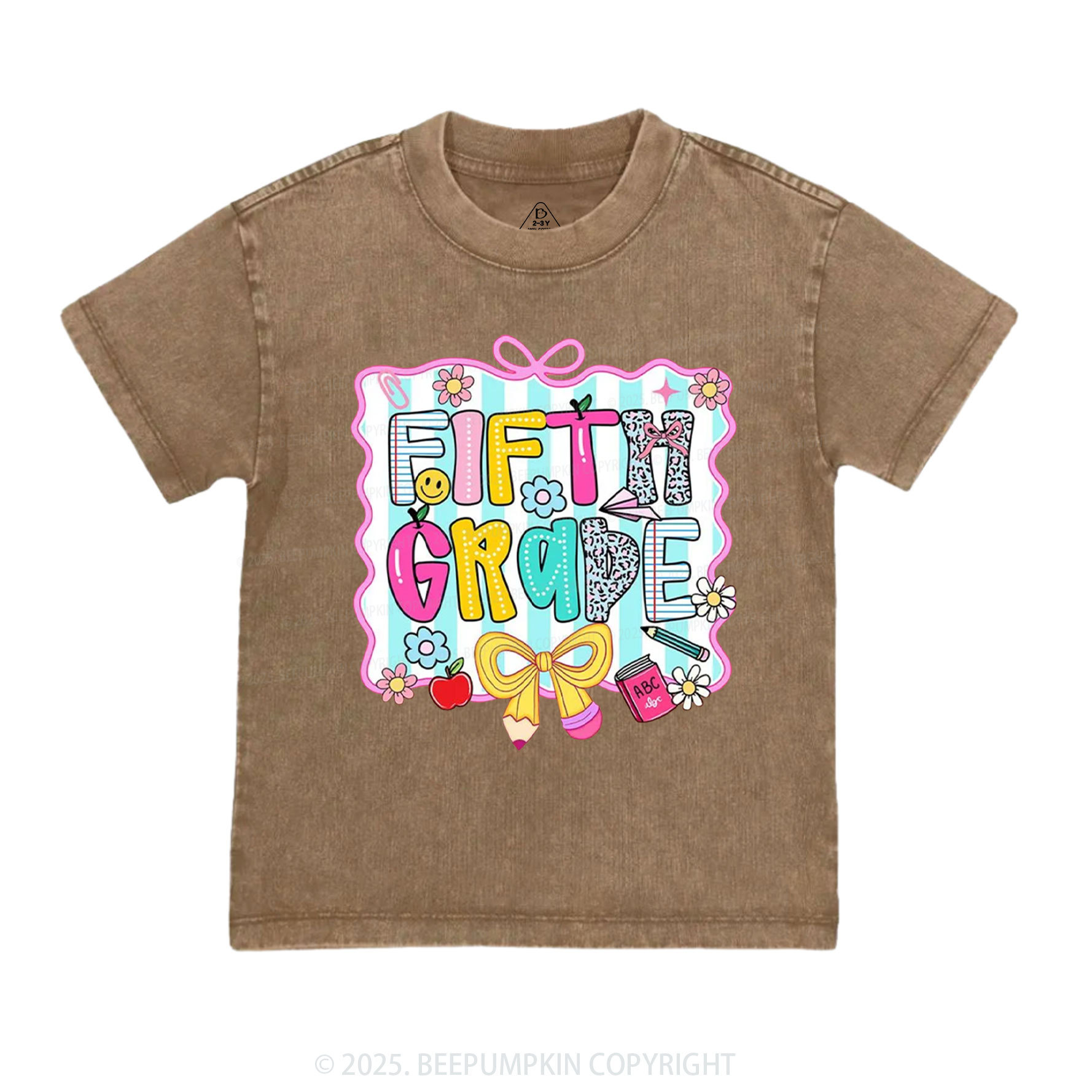Personalized Happy School Vibes Toddler&Kids Washed Tees