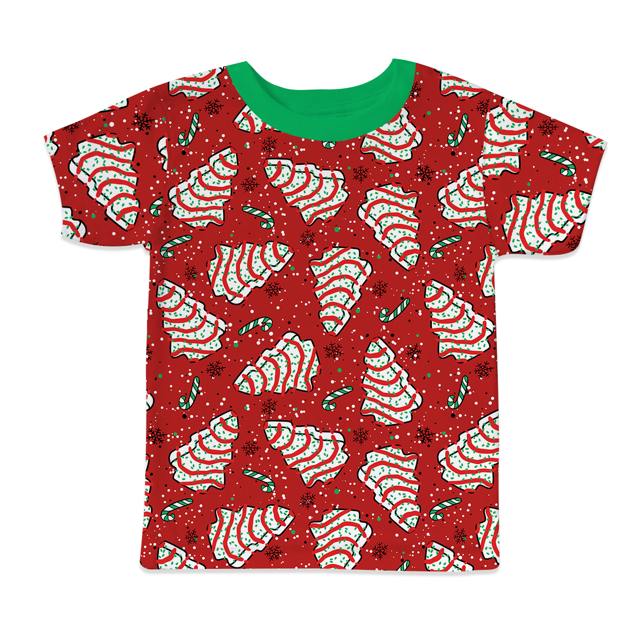 Red Christmas Tree Cakes All-Over Print Short Family Matching Pajama Sets