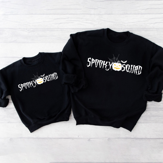 Halloween Pumpkin Spooky Squad Family Matching Sweatshirt