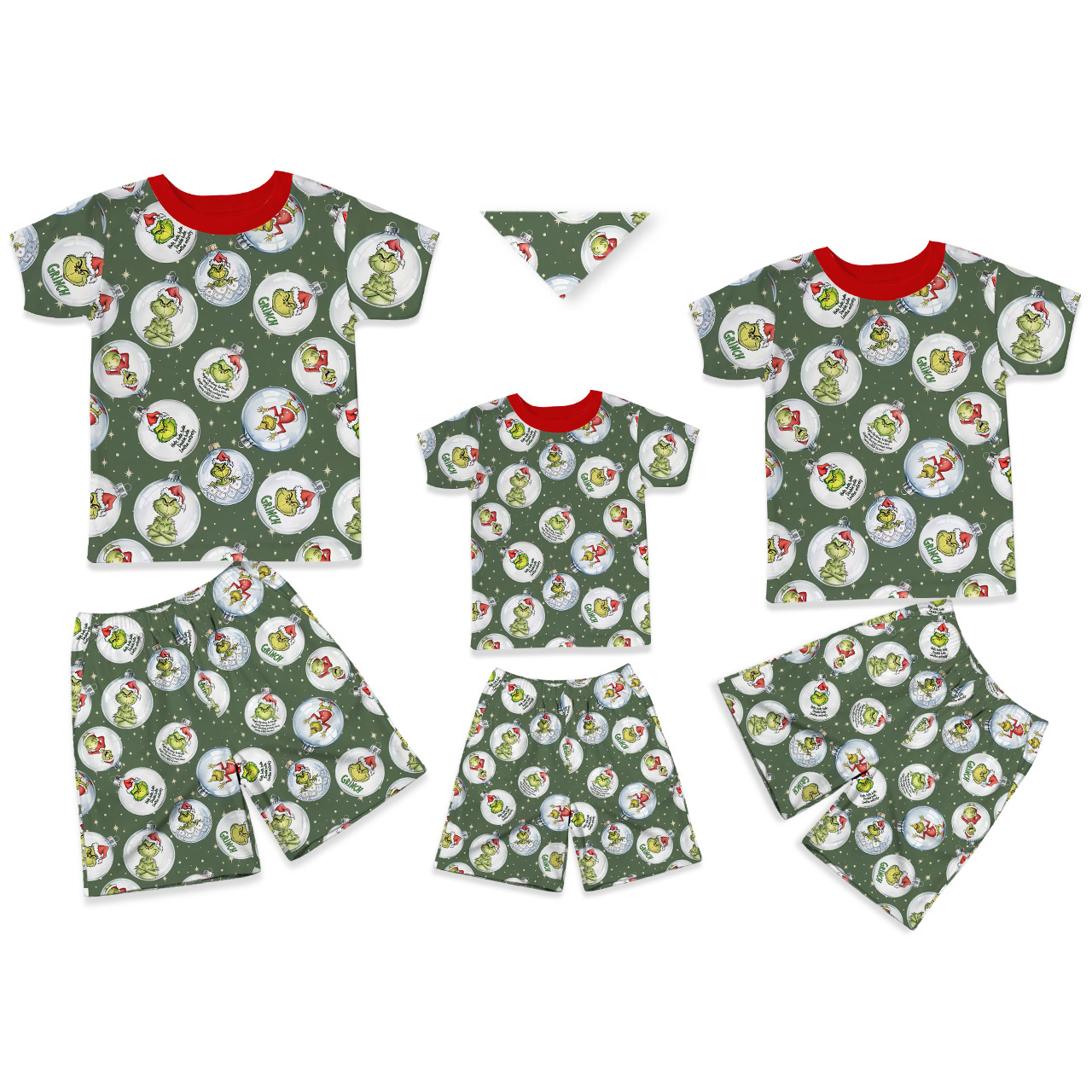 The Green Grumpy Baubles All-Over Print Short Family Matching Pajama S
