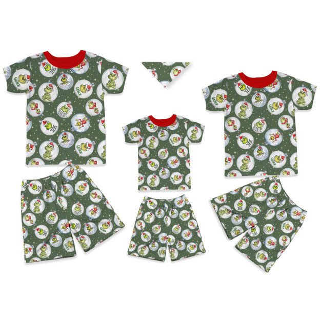 The Green Grumpy Baubles All-Over Print Short Family Matching Pajama Sets