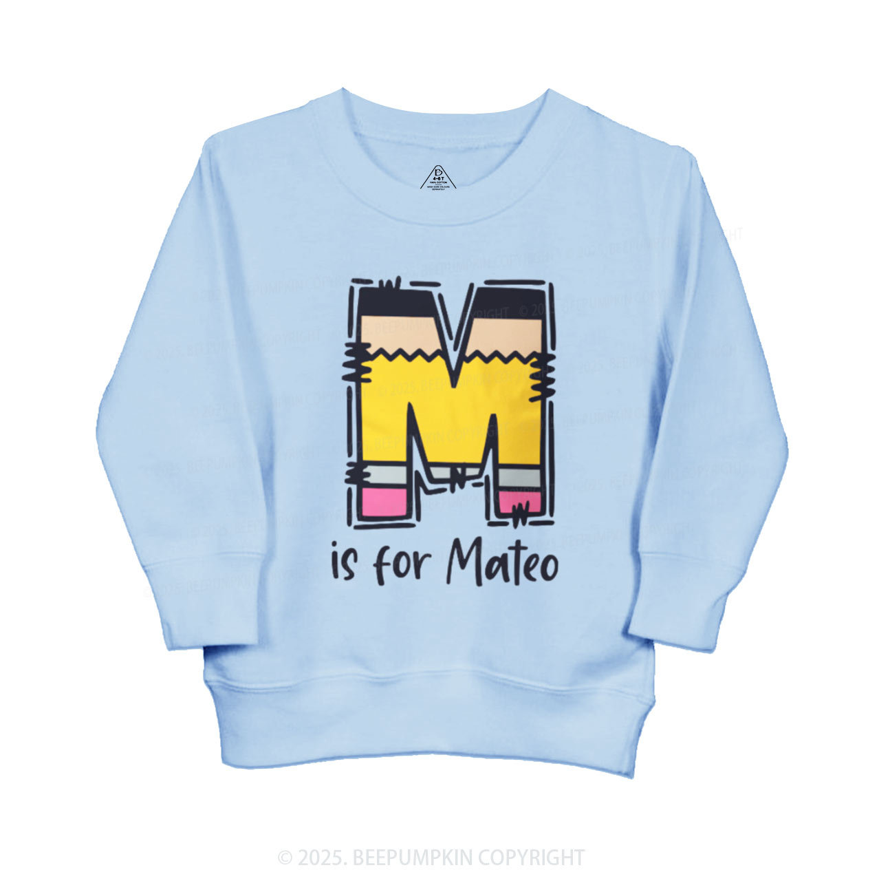Personalized Pencil Letter Kid's Sweatshirt