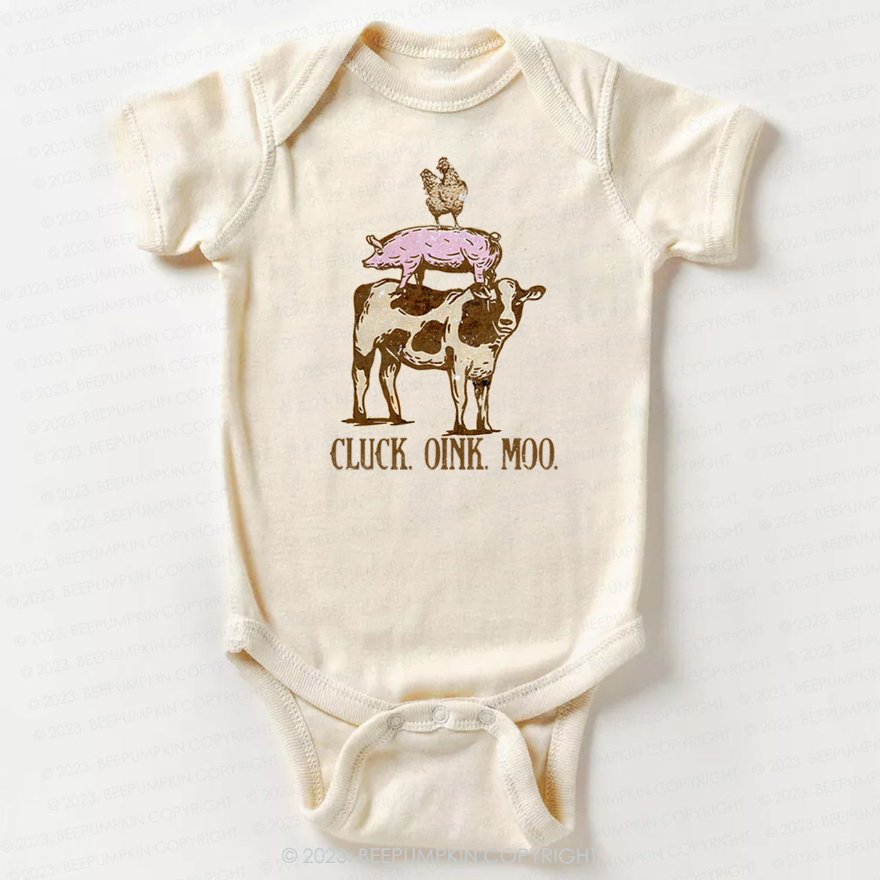 Cluck Oink Moo Retro Farm Bodysuit For Baby