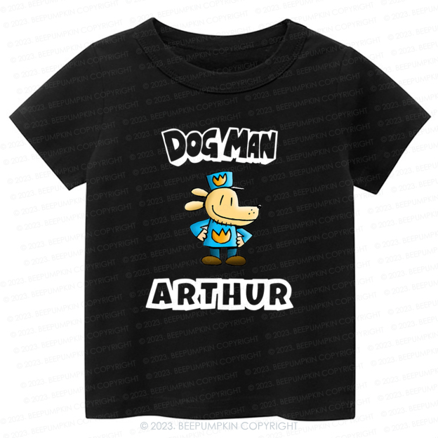 Personalised Dog Man Funny Book Day Kids Shirt
