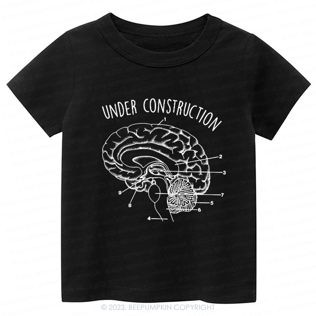 Under Construction Brain Diagram Kids Shirt