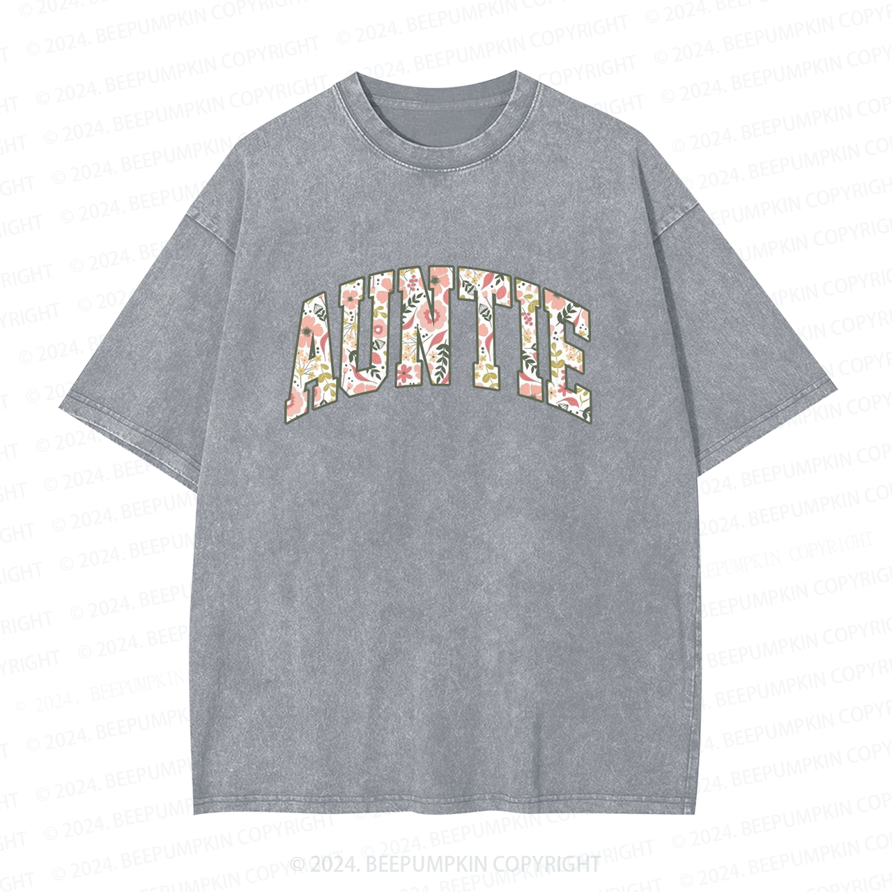 Floral Auntie Aunt Washed Tees
