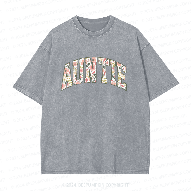 Floral Auntie Aunt Washed Tees