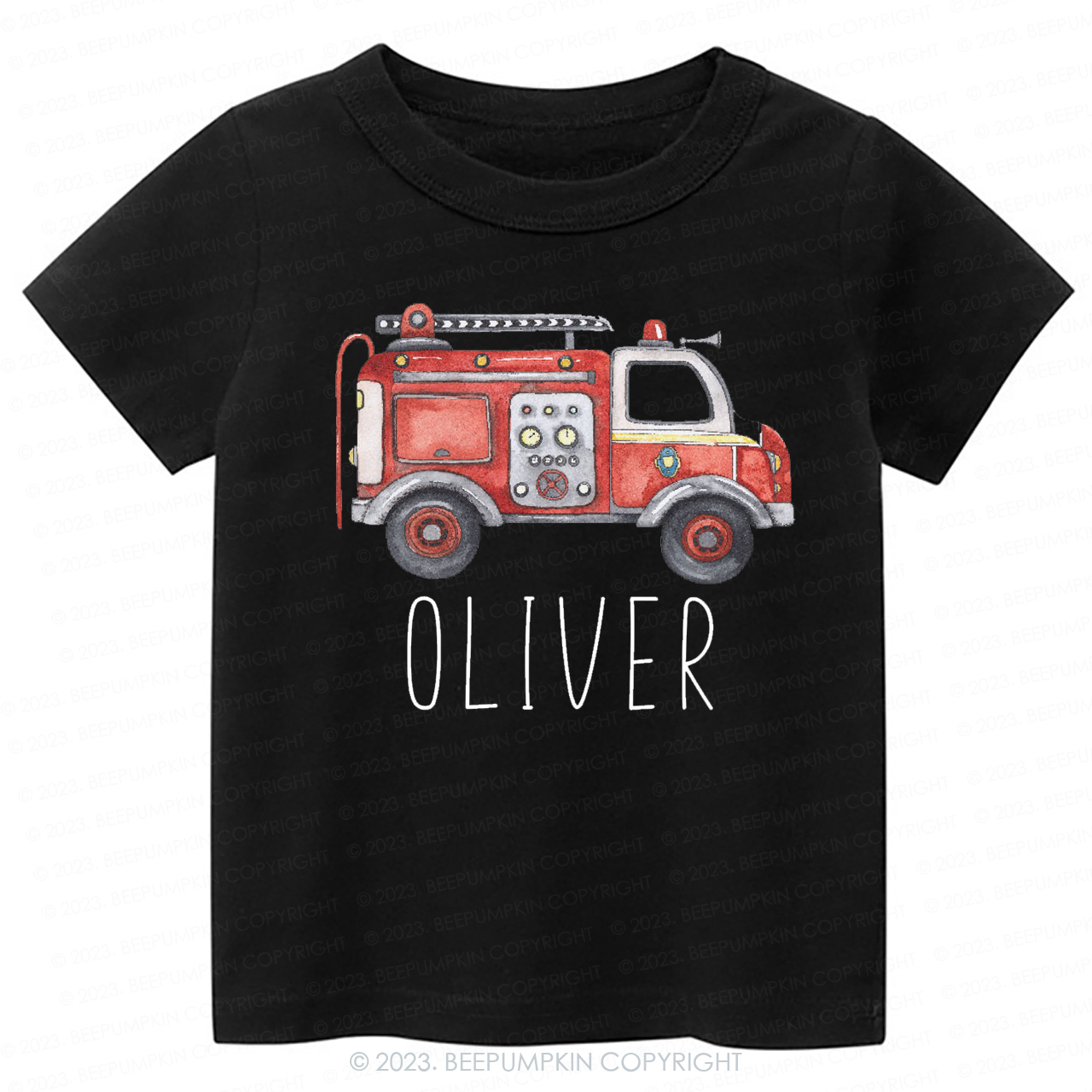 Cute Personalized Fire Truck -Toddler Tees