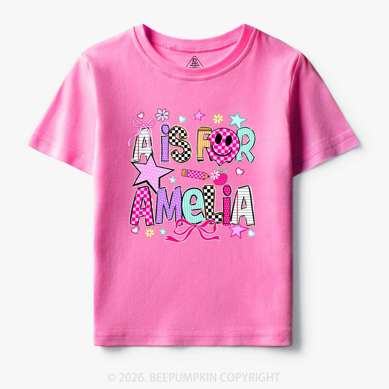Personalized Letter Is For Name Colorful Toddler&Kid's Tees