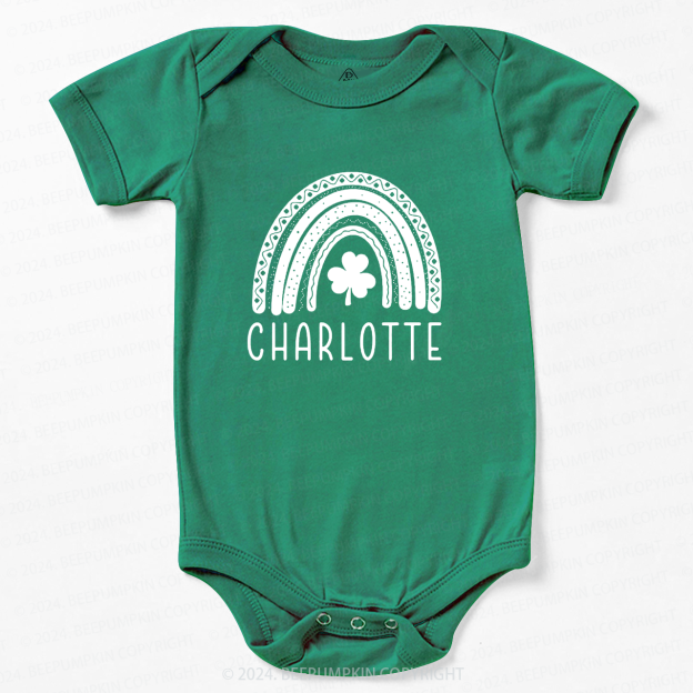 Personalized Name Rainbow Shamrock Baby Bodysuit Beepumpkin