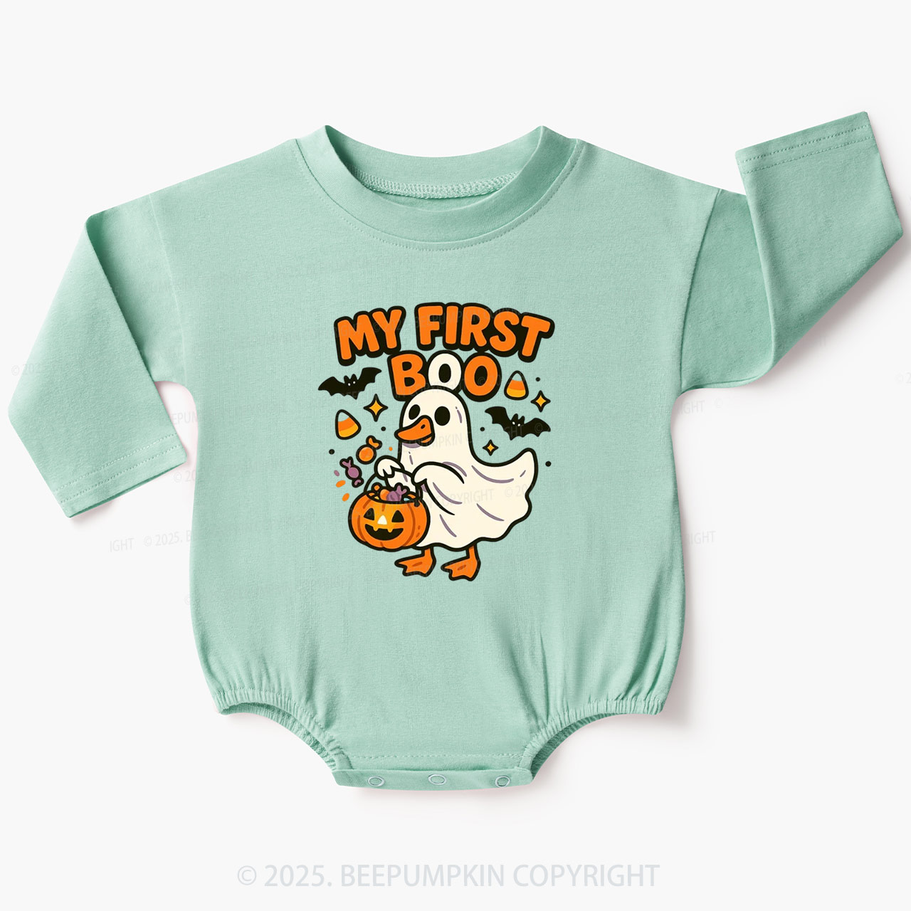 My First Boo Halloween Baby Bubble Romper Beepumpkin