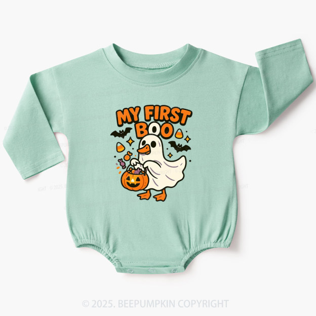 My First Boo Halloween Baby Bubble Romper Beepumpkin