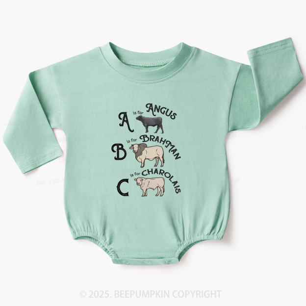 Cow Alphabet Baby Bubble Romper Beepumpkin