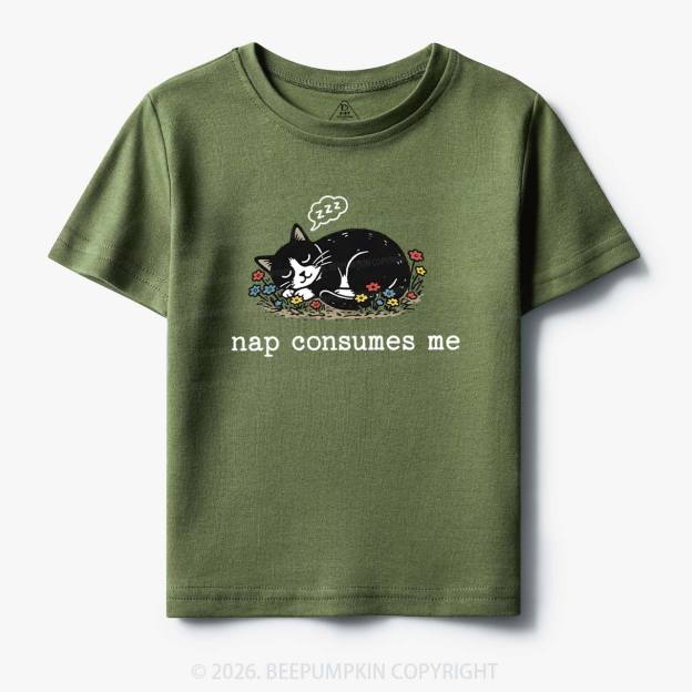Funny Cat Meme Nap Consumes Me Toddler&Kid's Tees