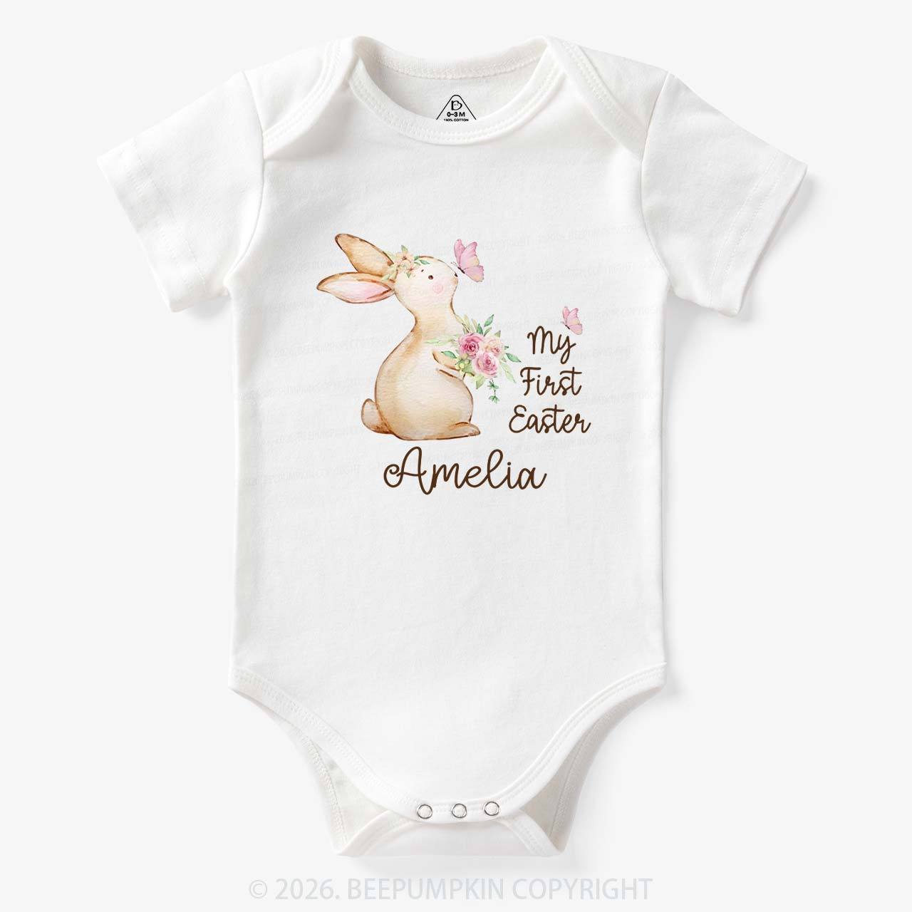 Personalized My First Easter Butterfly Kiss Bunny Baby Bodysuit