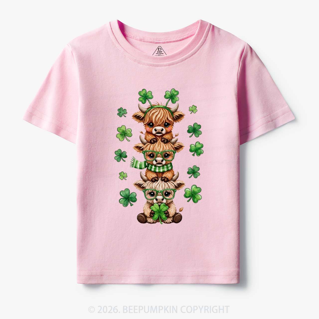 Highland Cow St. Patrick's Day Toddler&Kid's Tees Beepumpkin