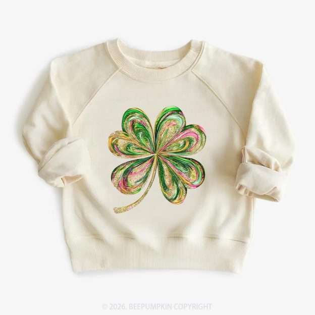 Retro Lucky Shamrock St Patrick's Day Kid's Sweatshirt