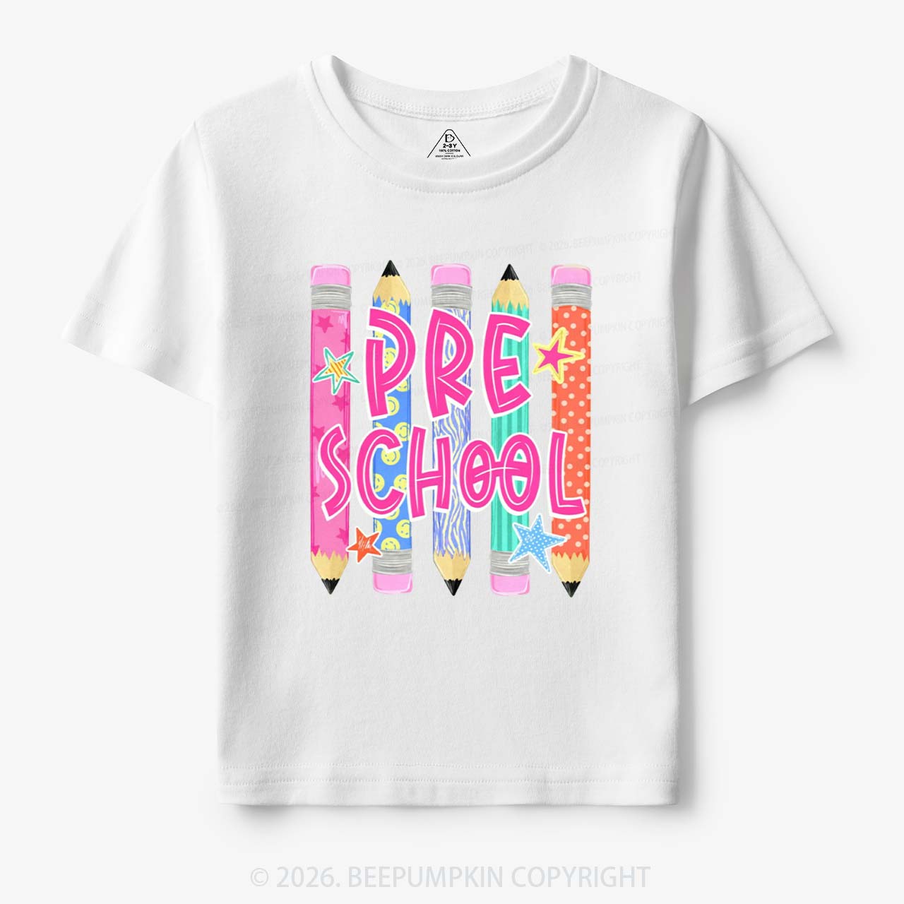 Personalized Grade Level Colorful Pencil Toddler&Kid's Tees