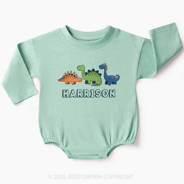 Personalized Cute Dinosaur Name Baby Bubble Romper