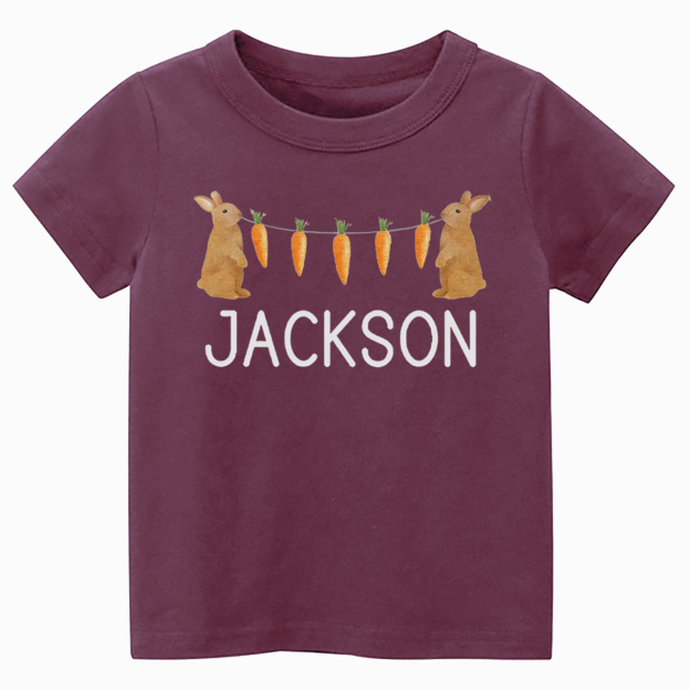 Personalized Name Bunny Carrot Easter Toddler&Kid's Tees Beepumpkin