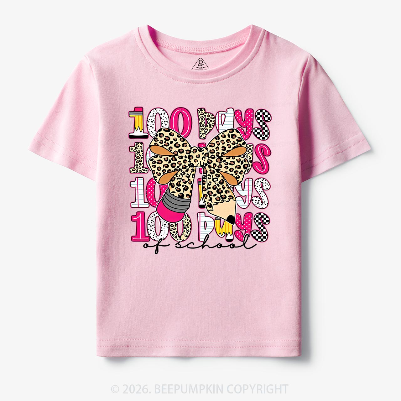 Leopard Love 100 Days Of  School Edition Toddler&Kid's Tees Beepumpkin