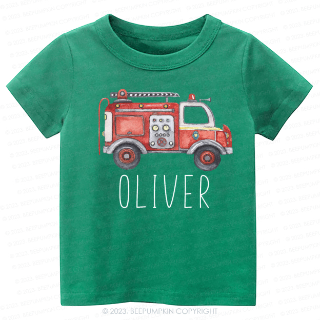 Cute Personalized Fire Truck -Toddler Tees