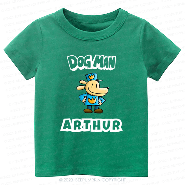 Personalised Dog Man Funny Book Day Kids Shirt