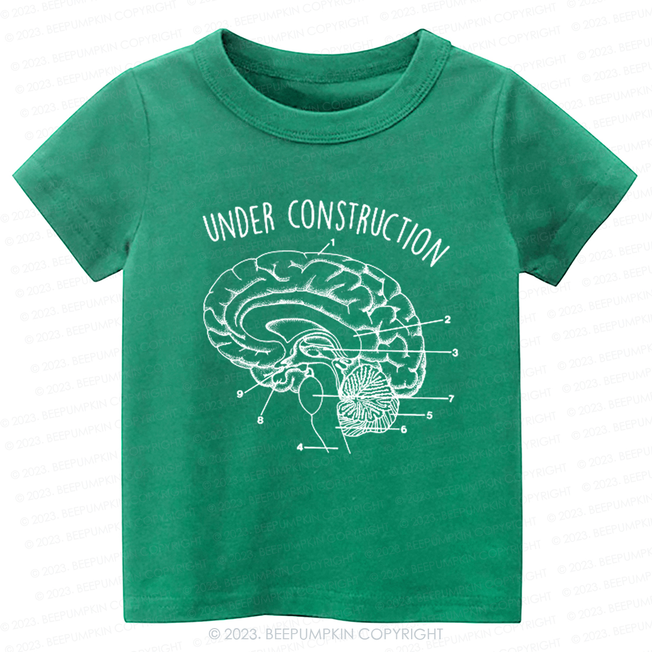 Under Construction Brain Diagram Kids Shirt