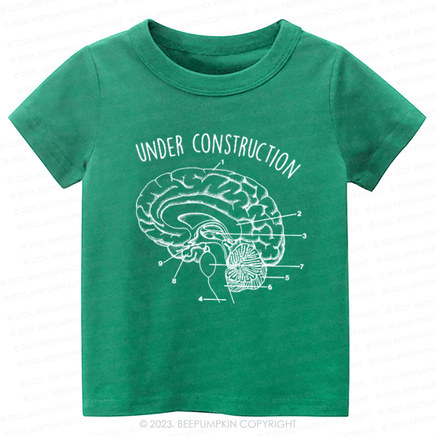 Under Construction Brain Diagram Kids Shirt
